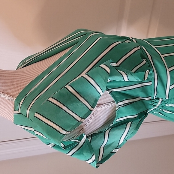 Green with White Stripes Monteau Dress, Size M. NWOT. Never worn. Immaculate! - Picture 4 of 6